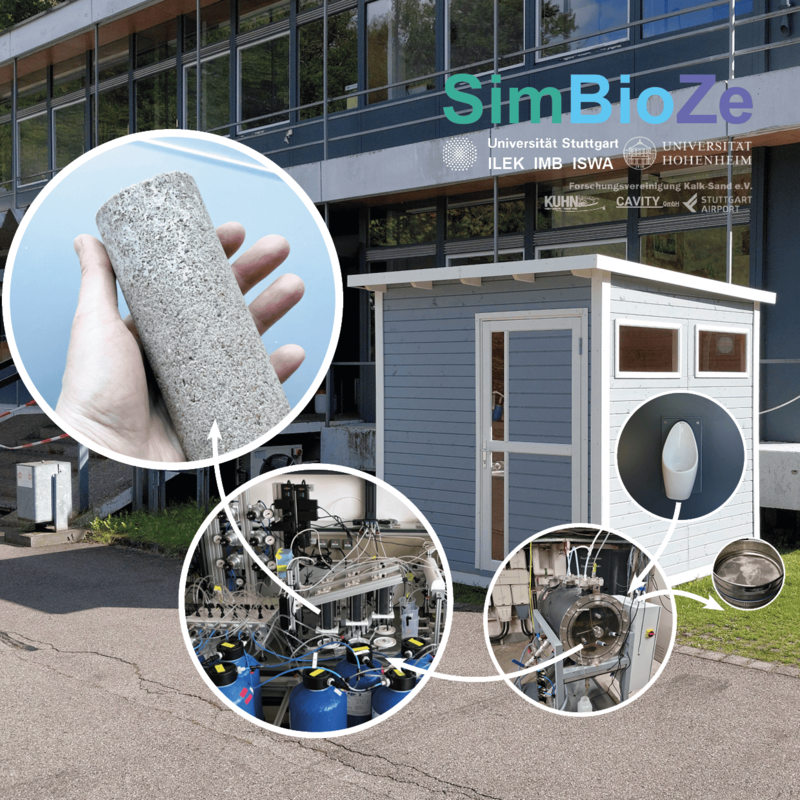 Im Projekt „SimBioZe“ nutzen die Forschenden menschlichen Urin, um einen nachhaltigen Baustoff zu produzieren. Da im Urin bereits Wasser enthalten ist, wird kein zusätzliches Wasser für den Prozess benötigt.